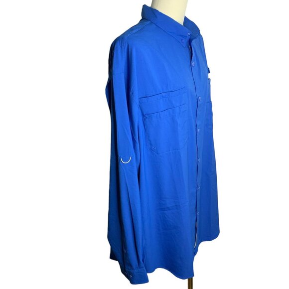 Columbia Tamiami PFG Button Down Shirt 3XL Tall Blue Vented Fishing Outdoors - Picture 5 of 7